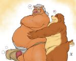  &lt;3 2023 anthro asian_clothing balls bear belly big_belly blush clothing duo east_asian_clothing embrace erection fundoshi genitals hi_res hug hugging_from_behind japanese_clothing kemono male male/male mammal overweight overweight_male penis pochizizi simple_background suid suina sus_(pig) tail tail_motion tailwag underwear wild_boar 