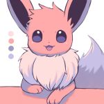  :d color_guide commentary_request eevee happy highres ibusaki_(ivu) looking_at_viewer no_humans open_mouth pokemon pokemon_(creature) smile solo tongue white_background 