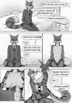  anthro arcsuh big_breasts black_and_white breasts canid canine clothed clothed/nude clothing comic dialogue digital_media_(artwork) duo english_text equid equine eyewear female fur glasses hair hi_res hybrid lizzy_(arcsuh) male male/female mammal monochrome nipples nude open_mouth procyonid raccoon simple_background speech_bubble stripes text zebra zeek_(arcsuh) 