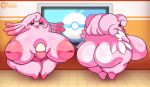 absurd_res anthro areola big_areola big_breasts big_butt big_nipples blissey bodily_fluids breasts butt chansey duo egg female female/female generation_1_pokemon generation_2_pokemon hi_res inverted_nipples nintendo nipples pokemon pokemon_(species) short_stack side_boob sweat sweaty_breasts sweaty_butt tenjosan thick_thighs 