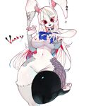  anthro breasts female five_nights_at_freddy&#039;s fur hair hi_res lagomorph leporid mammal open_mouth rabbit red_eyes scottgames simple_background solo togetoge vanny_(fnaf) white_body white_fur white_hair 