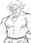  abs anthro beard body_hair bovid bovine cattle chest_hair eyebrows facial_hair horn lifewonders live_a_hero male mammal muscular muscular_anthro muscular_male nipples obsidius pecs shamay_94wo shirtless shirtless_anthro shirtless_male sketch solo thick_eyebrows vein veiny_muscles 