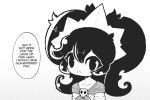  1girl ashley_(warioware) big_hair english_commentary english_text greyscale hairband inawon long_hair looking_at_viewer monochrome neckerchief skull_brooch solo twintails upper_body warioware white_background 