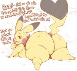  anthro bandanna big_butt breasts butt female garuda_six generation_1_pokemon hi_res huge_butt huge_hips huge_thighs kerchief lying nintendo on_front overweight overweight_anthro overweight_female pikachu pokemon pokemon_(species) side_boob solo thick_thighs yellow_body 