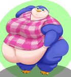  absurd_res animal_crossing anthro avian beak bedroom_eyes belly big_belly big_breasts bird blush breasts butt clothed clothing deep_navel digital_media_(artwork) eyeshadow female flippers friga_(animal_crossing) grandpaced half-closed_eyes hand_behind_head hi_res huge_breasts looking_at_viewer makeup membrane_(anatomy) morbidly_obese morbidly_obese_anthro morbidly_obese_female multicolored_body narrowed_eyes navel nintendo obese obese_anthro obese_female overweight overweight_anthro overweight_female penguin seductive shirt simple_background smile solo thick_thighs topwear wardrobe_malfunction webbed_feet wide_hips 