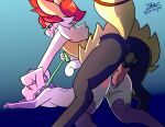  anthro bite_mark braixen duo generation_6_pokemon genitals hi_res leash male male/male meowstic nintendo pokemon pokemon_(species) prate-dragon pussy 