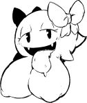  accessory big_breasts black_eyelashes black_eyes blackbeet blush blush_lines bodily_fluids boo_(mario) bow_(feature) bow_ribbon breasts drooling eyelashes fangs featureless_hands female ghost ghost_tail glistening glistening_eyes hair_accessory hair_bow hair_ribbon huge_breasts lady_bow looking_at_viewer mario_bros monochrome narrowed_eyes nintendo nipples open_mouth open_smile paper_mario ribbons saliva sharp_teeth smile solo spirit teeth teeth_showing tongue tongue_out 
