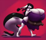  2015 anthro big_breasts big_tail biped black_hair breasts chimera female hair huge_breasts huge_udders hyper hyper_breasts looking_at_own_breasts looking_at_self night_akula simonaquarius solo tail teats udders walking white_body 