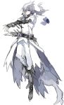  1boy blue_eyes boots gloves hair_between_eyes hair_ornament hairclip jacket long_hair looking_at_viewer male_focus personification pokemon reshiram simple_background solo standing tinted_eyewear white_hair yara_kami_meiosei 