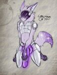  anthro cami_crosseyes(artist) cybernetics fur genitals glowing glowing_genitalia glowing_penis hi_res machine male penis protogen protogen_armor protogen_visor purple_body purple_fur purple_penis solo 