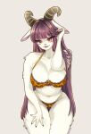  2_horns 5_fingers anthro artist_name big_breasts bikini bovid breasts brush brushing brushing_hair caprine cleavage clothed clothing curved_horn digital_media_(artwork) eyelashes female fingers frilly frilly_clothing frilly_underwear fullpillow_(artist) fur goat hair hand_on_leg hand_on_thigh hi_res horizontal_pupils horn huge_breasts huge_thighs long_hair looking_at_viewer mammal midriff multicolored_eyes navel open_mouth open_smile personal_grooming pupils purple_hair signature simple_background smile solo styling_hair swimwear teeth text thick_eyelashes thick_thighs topwear white_background white_body white_fur wide_hips 