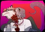  anthro bite_mark blood bodily_fluids duo gore guncht male male/male mammal procyonid raccoon reptile scalie snake 