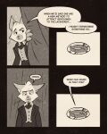  anthro black_and_white clothing comic curtains dialogue domestic_cat duo felid feline felis glory_hole hi_res lackadaisy male male/male mammal monochrome rocky_rickaby sedgewick_sable sexylinguini speech_bubble suit webcomic 