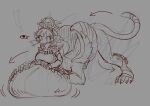  ass_up claws clothing digital_drawing_(artwork) digital_media_(artwork) exclamation_point felid felid_taur female headdress hhhori hi_res humanoid mammal mammal_taur motion_lines mythological_sphinx mythology open_mouth sketch sketchy solo tail tail_motion taur wings 