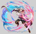  1boy black_footwear black_gloves black_pants fire_emblem fire_emblem_awakening fire_emblem_heroes full_body gloves holding holding_sword holding_weapon official_alternate_costume official_art open_mouth pants robin_(fire_emblem) robin_(male)_(exalt&#039;s_deliverer)_(fire_emblem) robin_(male)_(fire_emblem) shirt shouting sword wada_sachiko weapon 