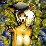  animal_humanoid anthro big_breasts blonde_hair blonde_mane breasts canid canid_humanoid canine canis clothing collie domestic_dog female fur hair hat headgear headwear herding_dog human humanoid leslie_collie mammal mammal_humanoid mane onoteefs pastoral_dog police sheepdog solo yellow_body yellow_fur 
