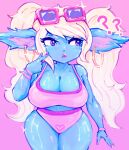  big_breasts bodily_fluids bra breasts cinela cleavage clothed clothing female hi_res huge_breasts huge_hips humanoid humanoid_pointy_ears league_of_legends panties poppy_(lol) riot_games short_stack solo sweat thick_thighs underwear wet wide_hips yordle 