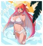  ahoge breasts cheesenaanlassi green_eyes guilty_gear guilty_gear_strive halo highres jack-o&#039;_valentine long_hair multicolored_hair red_hair solo swimsuit water white_hair 