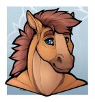  anthro blue_eyes clyde_wolf digital_media_(artwork) equid equine fur hair hi_res horse male mammal simple_background smile solo 