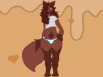  anthro blush blush_lines canid canine clown-hours curled_hair curvy_figure fox girly hair hand_on_hip hearts_around_body hi_res humanoid male mammal paws solo standing stretch_marks thick_thighs 