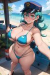  ai-generated alternate_breast_size bikini breasts highres jenny_(pokemon) jinzo1993 large_breasts mature_female pokemon swimsuit wide_hips 