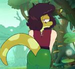  amphibia_(series) amphibian anthro butt clothing disney from_behind_position legwear lettermanjacks male newt raised_tail salamander sex solo tail tight_clothing tights 