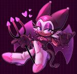  &lt;3 2022 5_fingers anthro bat boots breasts brown_body brown_skin candycatstuffs cleavage clothed clothing cosplay crossover crossover_cosplay eyeshadow female fingers footwear fur gloves handwear hi_res kuromi lipstick makeup mammal membrane_(anatomy) membranous_wings onegai_my_melody rouge_the_bat sanrio sega signature solo sonic_the_hedgehog_(series) white_body white_fur wings 