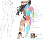  1boy absurdres anatomy arrow_(symbol) ass bara batman batman_(series) briefs bruce_wayne chain chinese_text collage dc_comics full_body highres how_to male_focus male_underwear mask mature_male muscular muscular_male nude sketch thick_thighs thighs translation_request underwear williamschan 