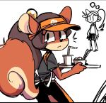  apron beverage clothing employee_uniform female food jenny_(peargor) mammal peargor rodent sciurid solo squirrel_tail straw tray tree_squirrel 