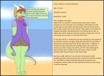  anthro bandanna bottomwear breasts clothed clothing dialogue dragon dreadlocks female flat_colors hi_res horn information_box kerchief looking_at_viewer photolol.03 reptile scalie shorts simple_background small_breasts solo steffi(photolol.03) text 