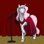  clothed clothed_feral clothing equid equine eyes_closed female feral fetlocks foxenawolf friendship_is_magic fur goldfur&#039;s_cogsverse hair hasbro hooves horn mammal microphone microphone_stand my_little_pony open_mouth pink_hair pink_tail princess_celestia_(mlp) solo tail unicorn white_body white_fur 