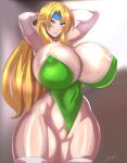  ass blonde_hair breasts bursting_ass bursting_breasts celes_chere final_fantasy final_fantasy_vi gigantic_breasts highres huge_ass huge_breasts large_breasts leotard long_hair thick_thighs thighs thong_leotard wide_hips zetarok 