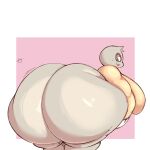  big_breasts big_butt bottomless breasts butt clothed clothing female generation_3_pokemon hi_res lightmizano nintendo partially_clothed pokemon pokemon_(species) short_stack simple_background slakoth solo sweater thick_thighs topwear 