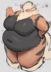  2023 annoyed anthro arcanine belly belly_overhang bellylliumu big_belly big_breasts black_body black_fur blush breasts emanata featureless_breasts female fur generation_1_pokemon glistening hand_on_hip hi_res huge_breasts looking_at_self mane markings narrowed_eyes navel neck_tuft nintendo nude obese obese_female orange_body orange_fur overweight overweight_female pokemon pokemon_(species) portrait sequence simple_background solo standing striped_markings stripes tan_body tan_fur thick_thighs three-quarter_portrait tuft weight_gain wide_hips 