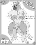  4:5 abs absurd_res annaengine anthro areola balls barefoot big_breasts big_penis border breast_squish breasts crossed_arms digital_drawing_(artwork) digital_media_(artwork) english_text equid equine eyebrows feet flaccid foreskin front_view fur genitals grey_border gynomorph hair hi_res holding_breast hooved_toes horse horse_tail huge_breasts humanoid_genitalia humanoid_penis intersex juniper_(freckles) long_hair long_tail looking_at_viewer lying mammal medial_ring medial_ringed_humanoid_penis monochrome multicolored_body multicolored_fur muscular muscular_anthro muscular_gynomorph muscular_intersex navel nipples nude on_back penis portrait retracted_foreskin saggy_balls simple_background smile solo squish tail text two_tone_body two_tone_fur white_background 