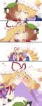  ! 3girls :3 :d animal_ear_fluff animal_ears blonde_hair blush brown_hair cat_ears cat_tail chen closed_eyes commentary_request earrings flustered fox_ears fox_tail from_side full-face_blush hand_on_another&#039;s_head hat hat_ribbon heart highres jewelry kirisita kiss kitsune long_hair looking_at_another mob_cap multiple_girls multiple_tails nekomata petite profile red_ribbon red_skirt red_vest ribbon short_hair simple_background single_earring skirt skirt_set skirt_tug smile spoken_exclamation_mark spoken_heart tabard tail touhou two_tails v_arms vest white_background yakumo_ran yakumo_yukari yellow_eyes yuri 