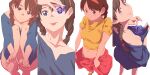  1girl aoi_nori_(aoicoblue) barefoot blue_eyes blush_stickers braid breasts brown_hair closed_mouth dress groin hairband jewelry long_hair looking_at_viewer midriff navel necklace sheeta simple_background smile solo tenkuu_no_shiro_laputa twin_braids white_background 