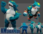  3d_(artwork) absurd_res anthro avatar_(disambiguation) beef blender_(disambiguation) digital_media_(artwork) fish food generation_3_pokemon hi_res invalid_tag kabal kabalmystic km marine meat model muscular mystic nintendo pokemon pokemon_(species) shark sharpedo swimmer vrc vrchat 