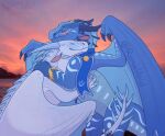  blush dragon duo embrace feral hug icewing_(wof) jewelry opal_(vensart) polaris_(vensart) romavoid seawing_(wof) wings_of_fire 