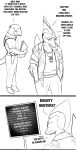  anthro clothed clothing comic dialogue dinosaur duo english_text eyewear gun_holster hi_res long_snout male monochrome pterodactylus pterosaur reptile rexhastala ripley_(snoot_game) scalie simple_background sketch snoot_game_(fan_game) snout sunglasses text white_background wings 