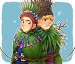  2boys ? blush bound_together confused frozen_(disney) kiri_futoshi kristoff_(frozen) long_sideburns male_focus multiple_boys olaf_(frozen) short_hair shy sideburns squiggle upper_body yaoi 