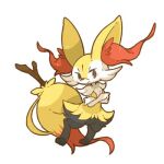  animal_focus braixen commentary_request crossed_arms frown holding holding_stick lowres no_humans pokemon pokemon_(creature) simple_background stick tail towa_(clonea) v-shaped_eyebrows white_background yellow_fur 