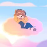  1:1 animated anthro chillhop chillhop_raccoon clothed clothing cloud cloudscape digital_media_(artwork) eyes_closed fully_clothed fur headphones hoodie icon letodoesart light male mammal multicolored_body multicolored_fur on_cloud outside peaceful procyonid raccoon short_playtime sitting sitting_on_cloud sky smile solo sunlight topwear two_tone_body two_tone_fur yellow_clothing yellow_hoodie yellow_topwear 
