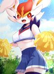  anthro blush breasts cinderace clothed clothing female fur generation_8_pokemon hi_res lagomorph mammal nintendo pokemon pokemon_(species) prrrrrrmine smile solo white_body 