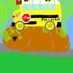  animate_inanimate diaper diaper_creature duo feces female hi_res humanoid living_machine living_vehicle machine scat school_bus simple_background simple_coloring vehicle 