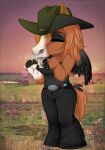  anthro bree ccowgirl chestnut equid equine female food fruit ginger hi_res horse mammal nut_(fruit) pinup plant pose solo thehuntingwolf western 