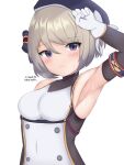  1girl arm_up armpits azur_lane highres presenting_armpit ryzeon sleeveless smell stain stained_clothes steam steaming_body sweat sweaty_clothes z23_(azur_lane) 