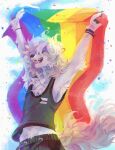  absurd_res anthro canid canine canis demisexual_pride_colors domestic_dog hi_res lgbt_pride male mammal pride_colors prince-o-sky rainbow_flag rainbow_pride_flag rainbow_symbol smile solo 