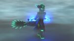  3d_(artwork) absurd_res anthro bioluminescence cloak clothing digital_media_(artwork) fog foggy_background glowing glowing_markings hi_res huge_filesize magic magic_user male markings rexouium robe runes solo xevian_(xevianlight) xevianlight 