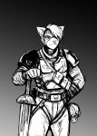  2023 anthro armor astra_militarum black_and_white bone breastplate cat_knight clothing darktide domestic_cat facial_scar felid feline felis female gradient_background hi_res hladilnik holding_object holding_sword holding_weapon imperial_guard inquisition inquisitor mammal melee_weapon military_uniform monochrome power_sword scar simple_background skull solo sword uniform warhammer_(franchise) warhammer_40000 weapon 